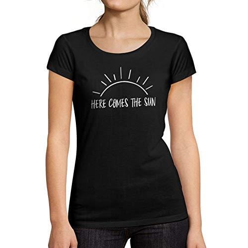 Ultrabasic - T-Shirt für Damen mit rundem Dekolleté. Here Comes The Sun Noir Profond