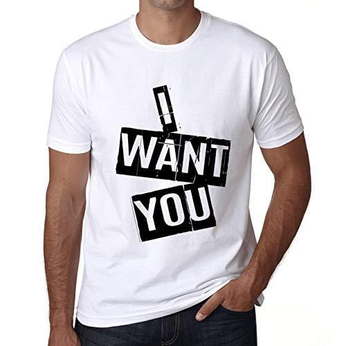 Ultrabasic - Homme T-Shirt Graphique I Want You T-Shirt Cadeau Lettre d'impression Blanc