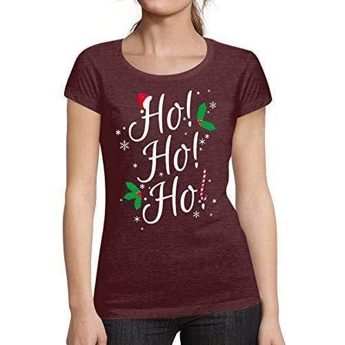 Ultrabasic - Tee-Shirt Femme col Rond Décolleté Ho Ho Ho Letter Casual Fashion Bordeaux