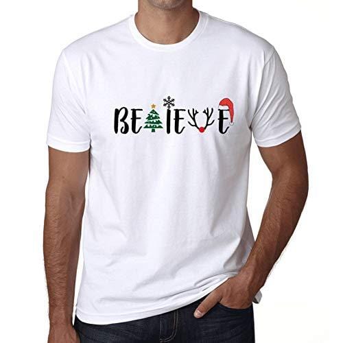 Ultrabasic - Homme Graphique Arbre de Noël T-Shirt Idées Cadeaux de Noël Blanco