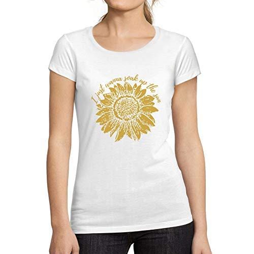 Ultrabasic - Tee-Shirt Femme Manches Courtes Je Veux Juste Absorber Le Tournesol Sun Blanc