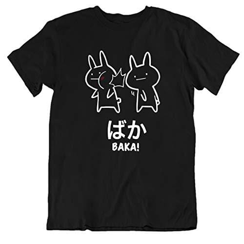 Men's T-shirt Baka Rabbit Funny Japanese Tshirt Black