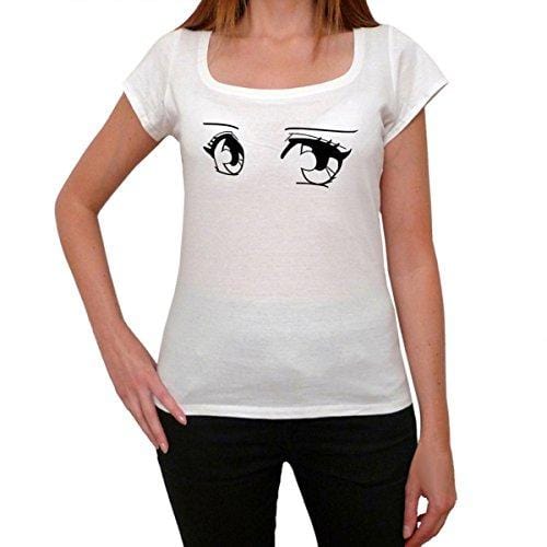 Manga Eyes T-Shirt Damen,Weiß, T-Shirt Damen,Geschenk