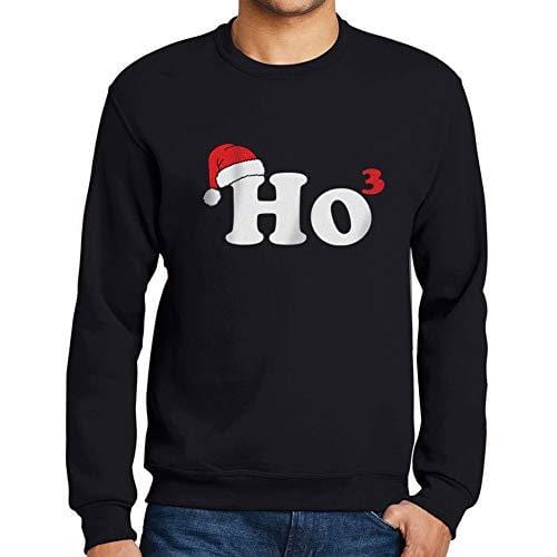 Ultrabasic - Homme Imprimé Graphique Sweat-Shirt Chapeau de Père Noël Pull de Noel Idées Cadeaux Noir Profond