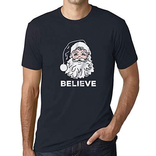 Ultrabasic - Herren-T-Shirt mit grafischem Motiv „Believe in Santa Claus“ mit Aufdruck „Letters Noël Cadeau French Marine“.