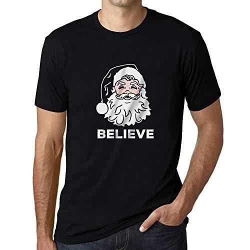 Ultrabasic – Herren-T-Shirt mit grafischem Motiv „Believe in Santa Claus“ mit Aufdruck „Noël Cadeau Noir Profond“.