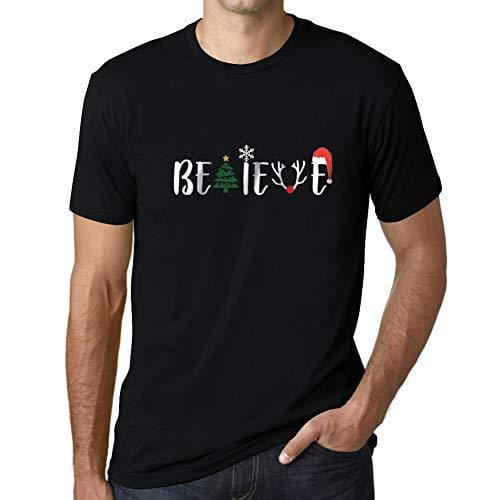 Ultrabasic - Homme Graphique Arbre de Noël T-Shirt Idées Cadeaux de Noël Noir Profond
