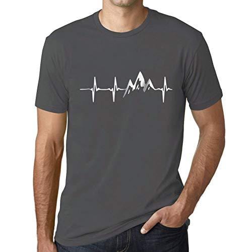 Ultrabasic - Herren T-Shirt Graphique Rythme Cardiaque de Montagne Gris Souris