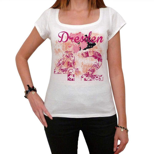 42 Dresden City With Number Womens Short Sleeve Round White T-Shirt 00008 - White / Xs - Casual