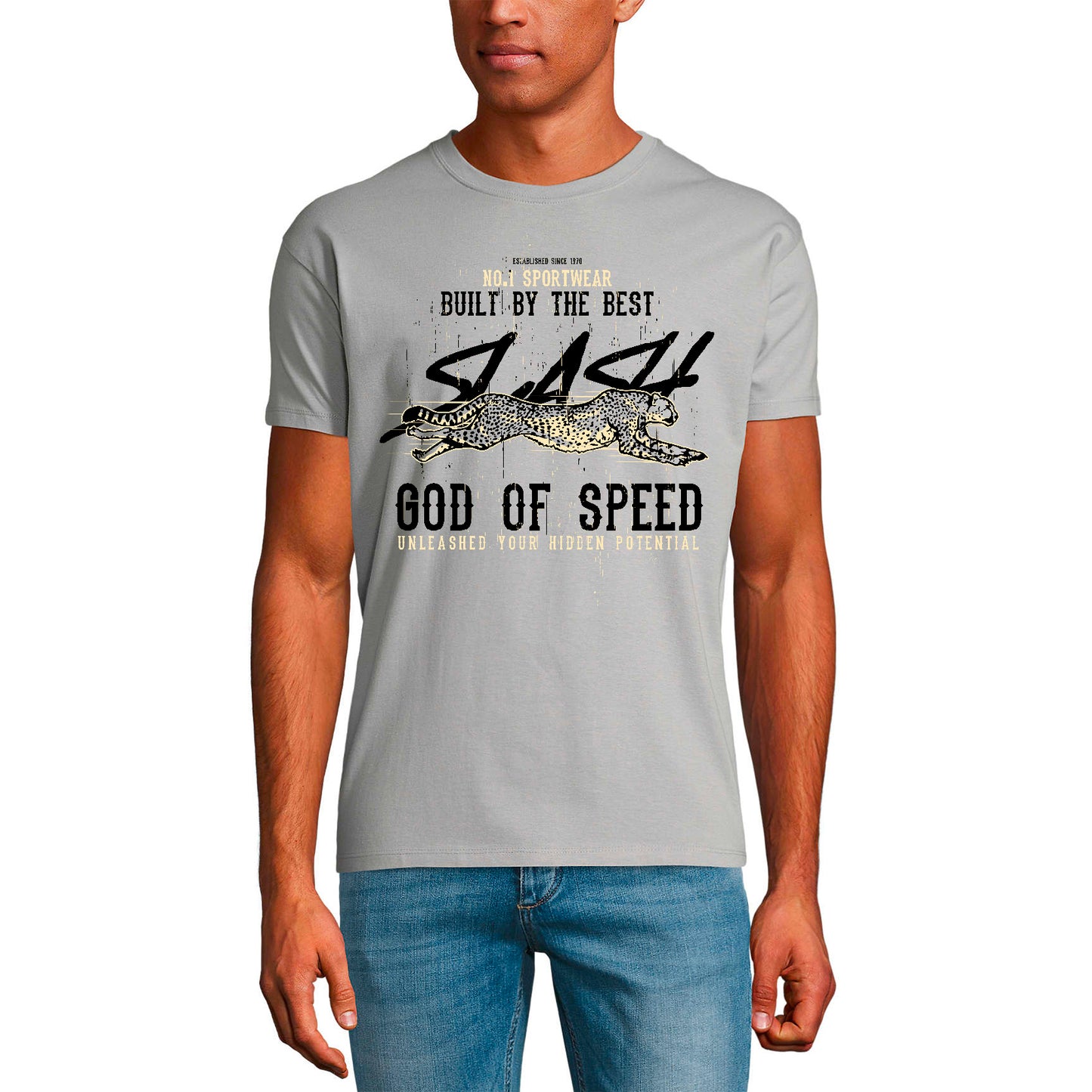 ULTRABASIC Herren-Grafik-T-Shirt God of Speed ​​Slash – Ceetah-Shirt für Herren