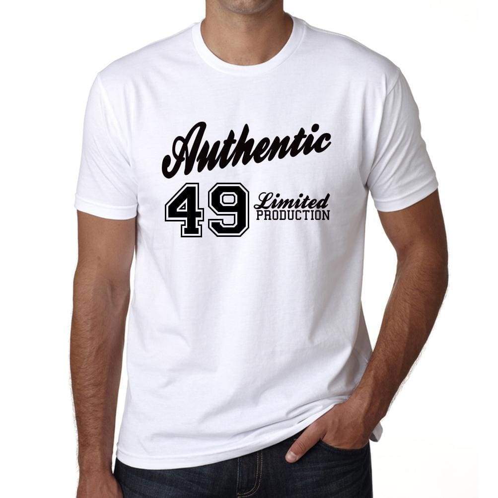 48 Authentic White Mens Short Sleeve Round Neck T-Shirt 00123 - White / S - Casual