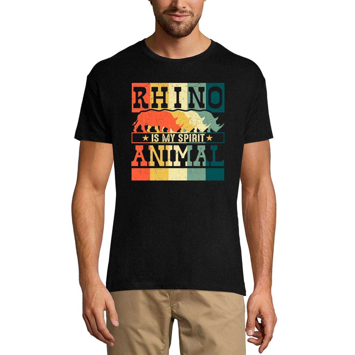 ULTRABASIC Herren-Grafik-T-Shirt Retro Rhino is My Spirit Animal – Vintage-T-Shirt