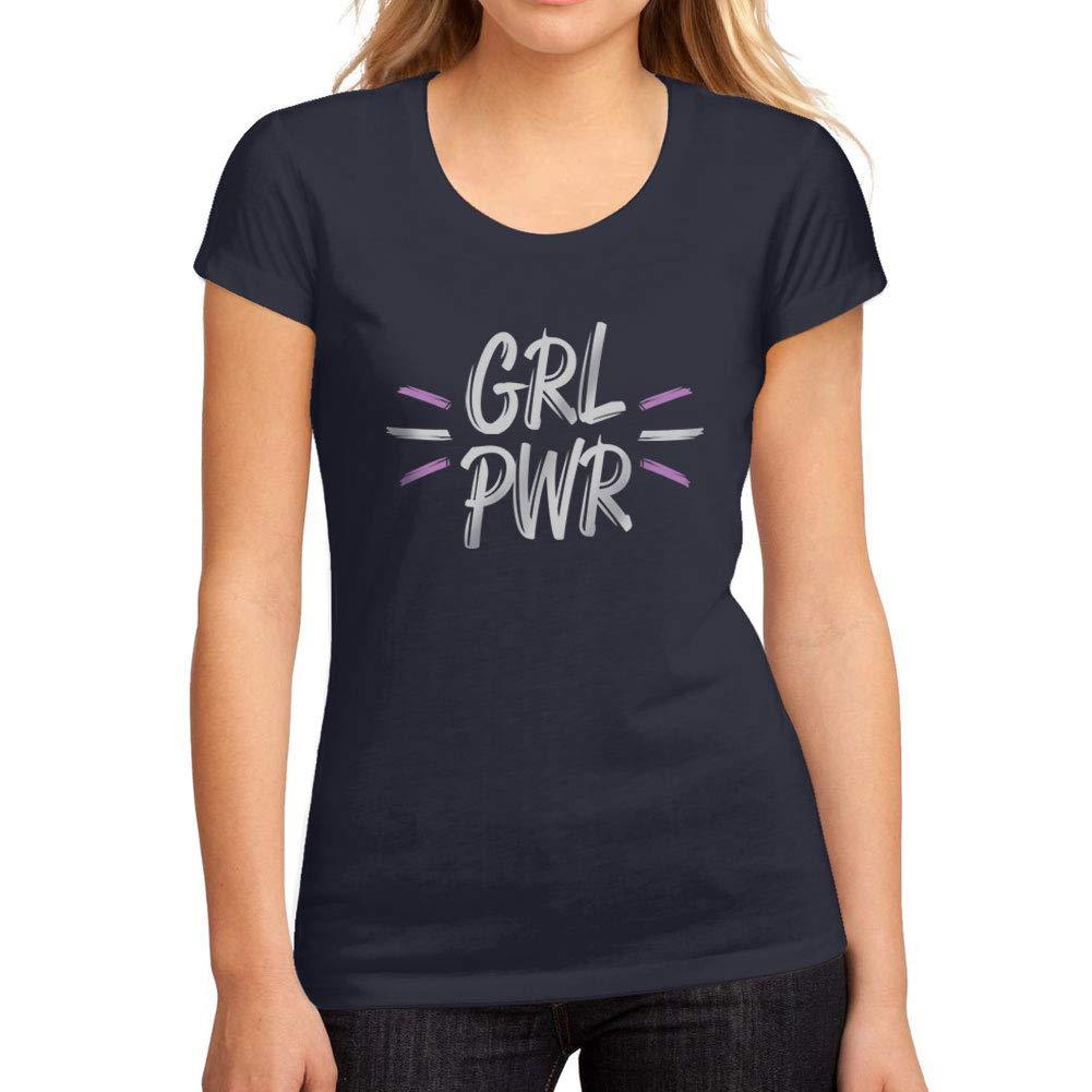 Femme Graphique Tee Shirt Girl Power Brush French Marine