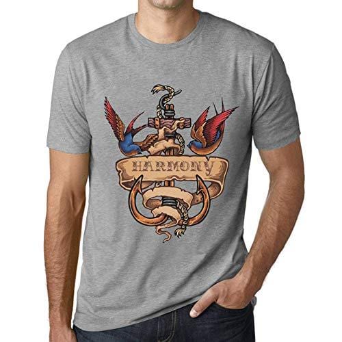 Ultrabasic - Homme T-Shirt Graphique Anchor Tattoo Harmony Gris Chiné
