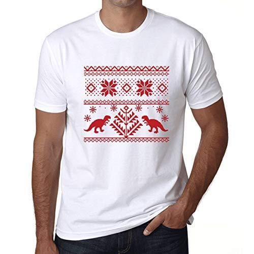 Ultrabasic – Herren-T-Shirt mit grafischem Dinosaurier-Motiv, bedruckt mit Buchstaben, Noël, Cadeau Blanc