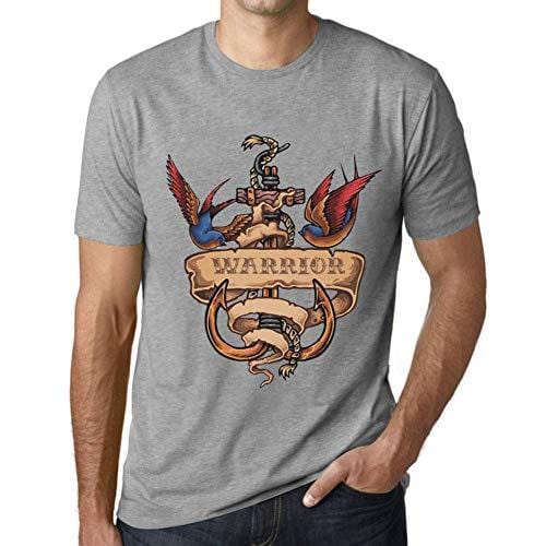 Ultrabasic - Homme T-Shirt Graphique Anchor Tattoo Warrior Gris Chiné