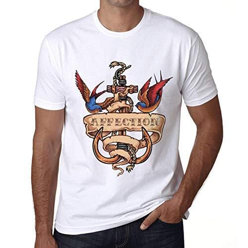 Ultrabasic - Homme T-Shirt Graphique Anchor Tattoo Affection Blanc