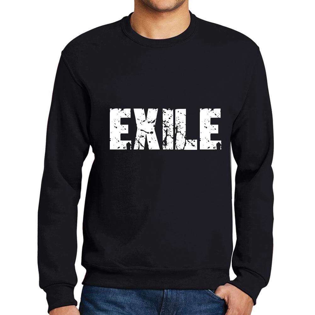 Ultrabasic Homme Imprimé Graphique Sweat-Shirt Popular Words Exile Noir Profond