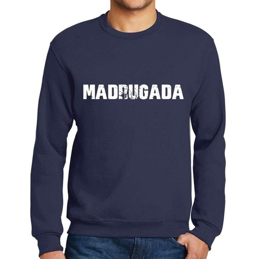 Ultrabasic Homme Imprimé Graphique Sweat-Shirt Popular Words MADRUGADA French Marine