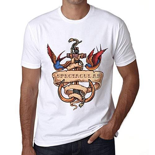 Ultrabasic - Homme T-Shirt Graphique Anchor Tattoo Spectacular Blanc
