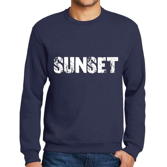 Homme Imprimé Graphique Sweat-Shirt Popular Words Sunset French Marine