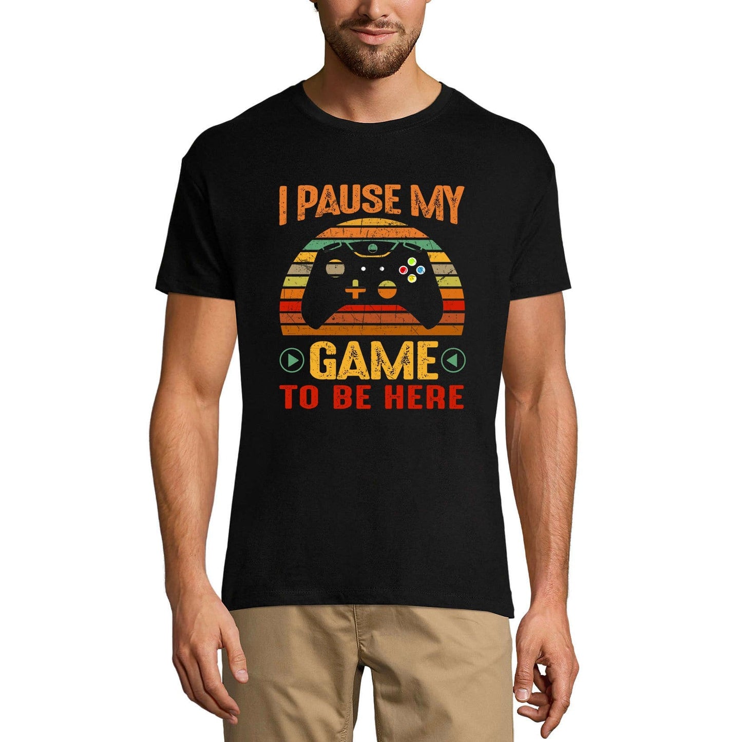 ULTRABASIC Herren T-Shirt Gaming I Pause My Game to be Here – Retro Humor Gamer T-Shirt