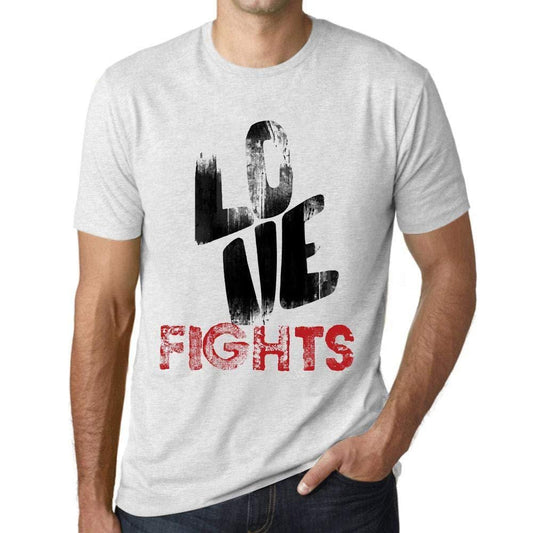 Ultrabasic - Homme T-Shirt Graphique Love Fights Blanc Chiné