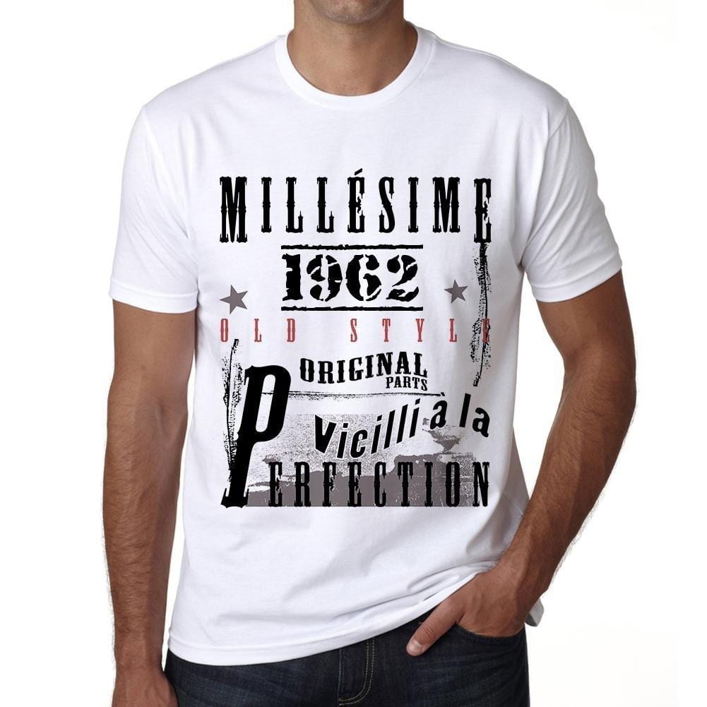 1962,Cadeaux,Anniversaire,Manches Courtes,Blanc,Homme T-Shirt