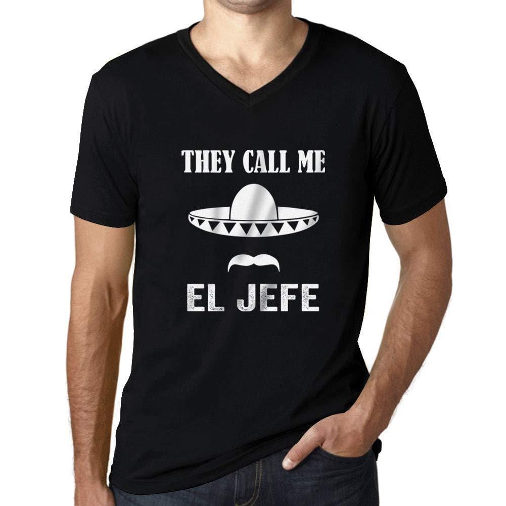 Ultrabasic - Homme Graphique Col V Tee Shirt They Call Me El Jefe Noir Profond