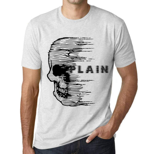 Herren T-Shirt Graphique Imprimé Vintage Tee Anxiety Skull Plain Blanc Chiné