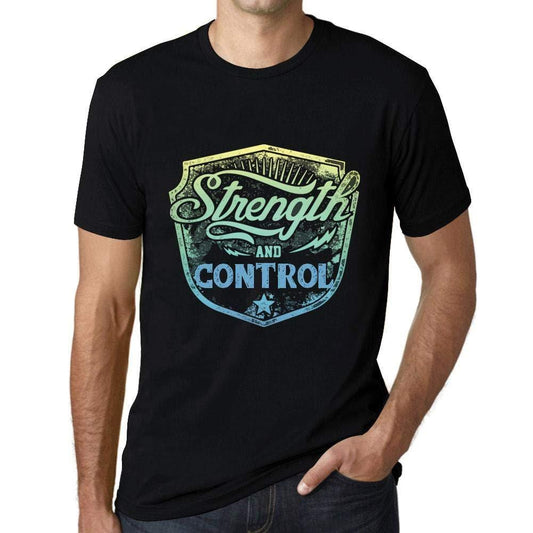 Herren T-Shirt Graphique Imprimé Vintage Tee Strength and Control Noir Profond