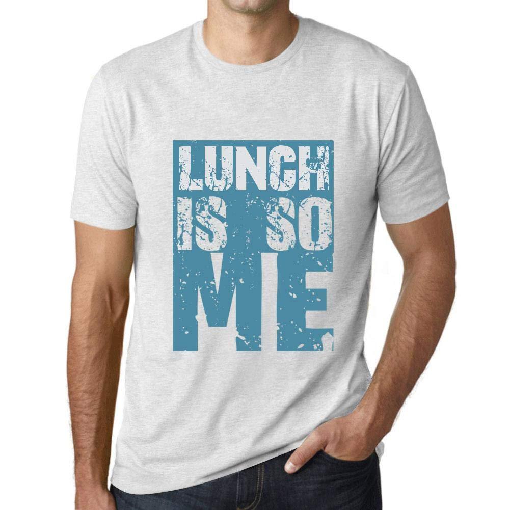 Herren T-Shirt Graphique Lunch is So Me Blanc Chiné