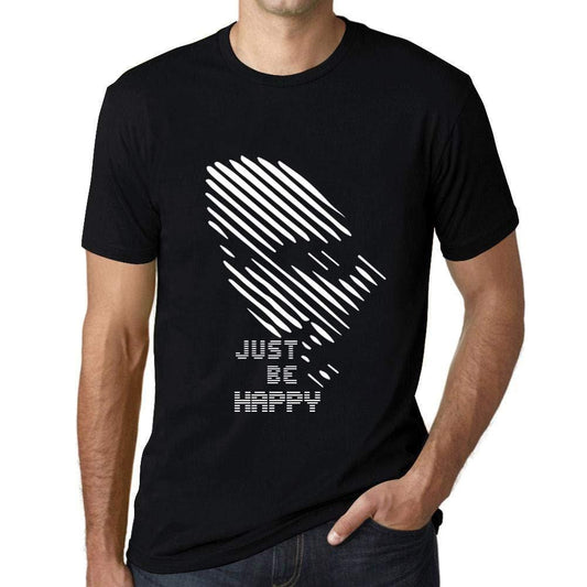 Ultrabasic - Herren T-Shirt Graphique Just be Happy Noir Profond