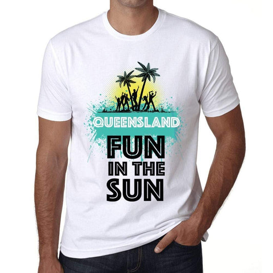 Herren-T-Shirt mit grafischem Aufdruck, Vintage-T-Shirt Summer Dance Queensland Blanc