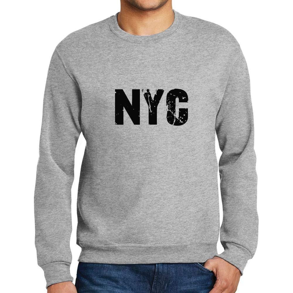 Ultrabasic Homme Imprimé Graphique Sweat-Shirt Popular Words NYC Gris Chiné