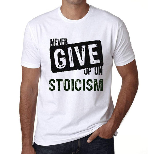 Ultrabasic Homme T-Shirt Graphique Never Give Up on Stoicism Blanc