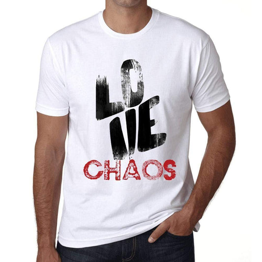 Ultrabasic - Homme T-Shirt Graphique Love Chaos Blanc