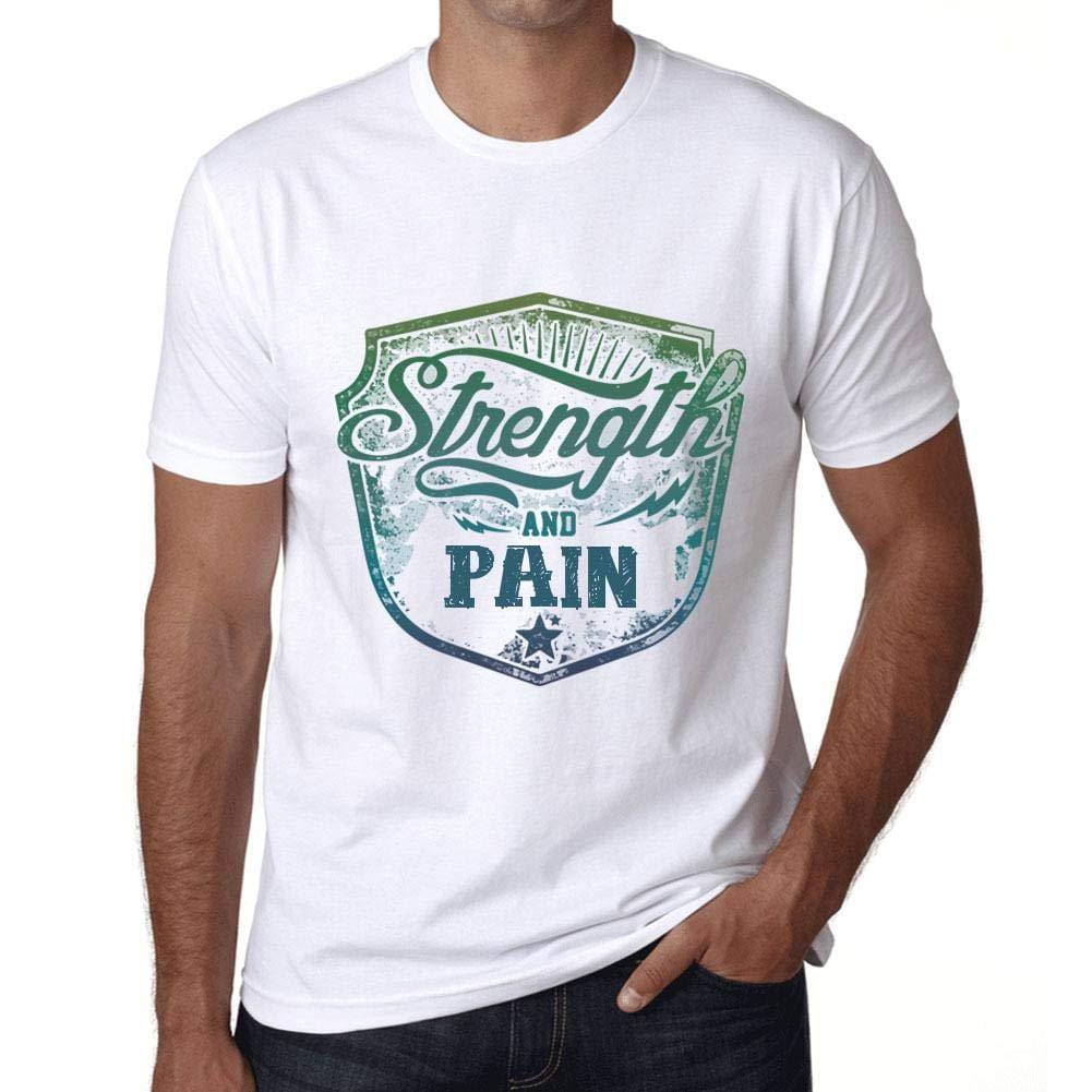 Homme T-Shirt Graphique Imprimé Vintage Tee Strength and Pain Blanc