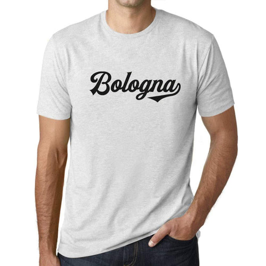 Ultrabasic - Homme T-Shirt Graphique Bologna T-Shirt Lettres Imprimées Blanc Chiné