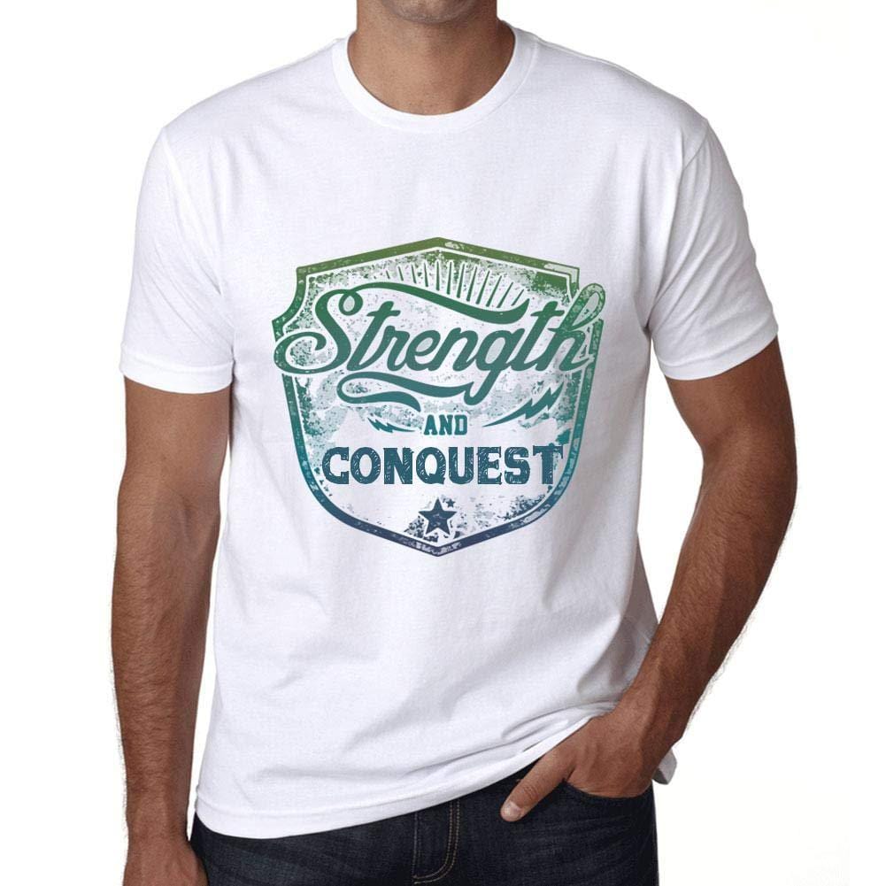 Homme T-Shirt Graphique Imprimé Vintage Tee Strength and Conquest Blanc