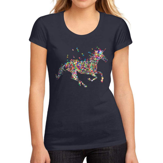 Femme Graphique Tee Shirt Multicolor Unicorn French Marine