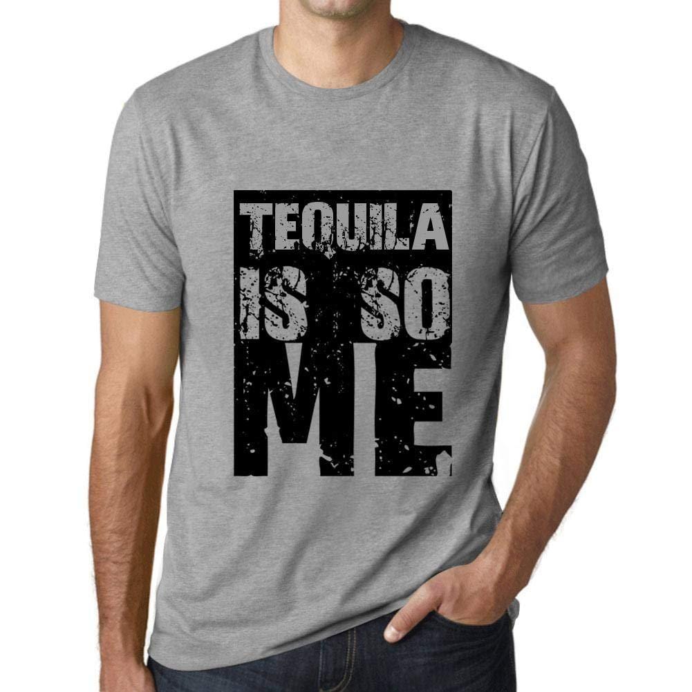 Herren T-Shirt Graphique Tequila is So Me Gris Chiné
