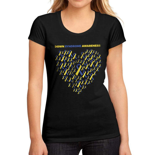 Femme Graphique Tee Shirt Down Syndrome Heart Noir Profond