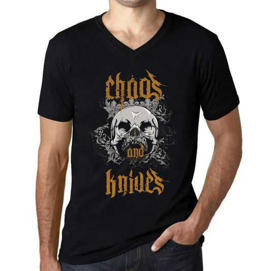 Ultrabasic - Homme Graphique Col V Tee Shirt Chaos and Knives Noir Profond