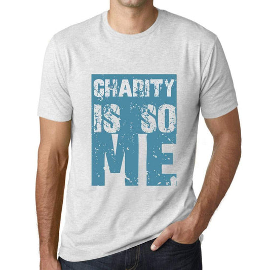 Herren T-Shirt Graphique Charity is So Me Blanc Chiné
