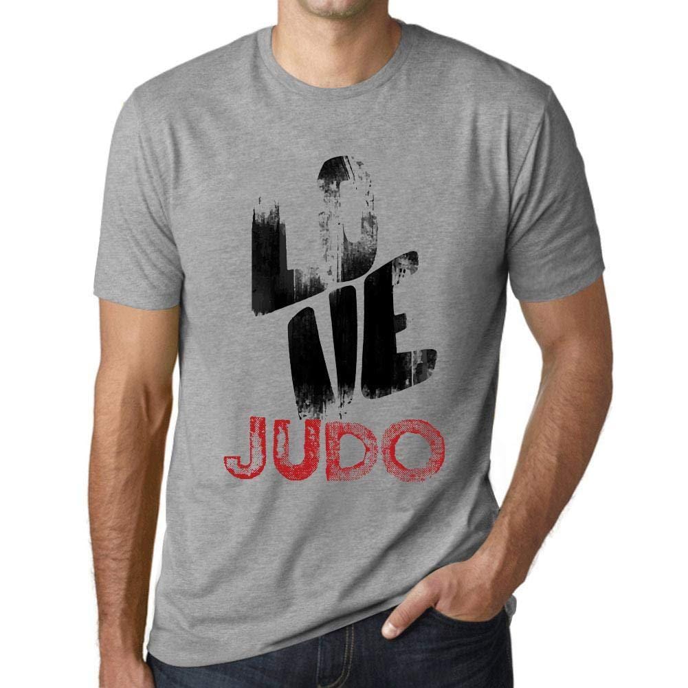 Ultrabasic - Homme T-Shirt Graphique Love Judo Gris Chiné