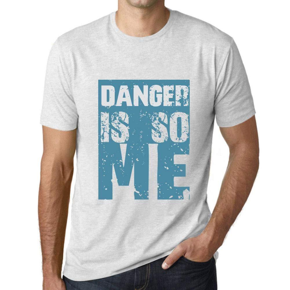 Herren T-Shirt Graphique Danger is So Me Blanc Chiné