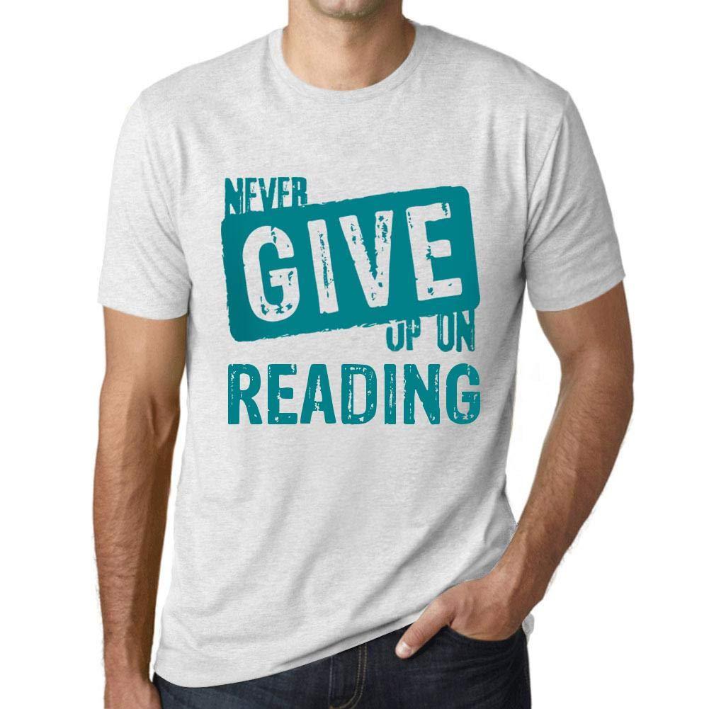 Ultrabasic Homme T-Shirt Graphique Never Give Up on Reading Blanc Chiné