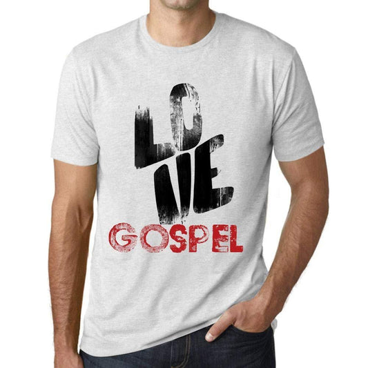 Ultrabasic - Homme T-Shirt Graphique Love Gospel Blanc Chiné