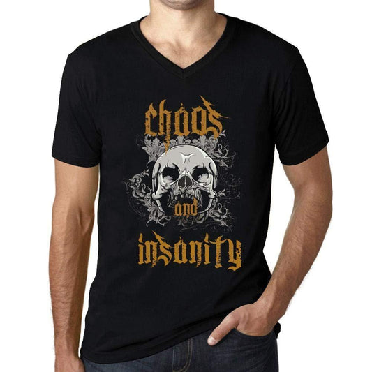 Ultrabasic - Homme Graphique Col V Tee Shirt Chaos and Insanity Noir Profond